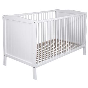 Baby Fox Lit bébé évolutif en bois massif blanc avec sommier réglable en hauteur 60x120