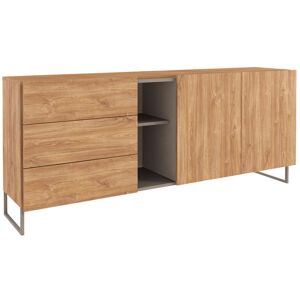 Terre de Nuit Commode 2 portes 3 tiroirs avec niches de rangement en bois imitation chêne - CO9037