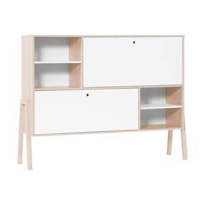 Terre de Nuit Commode 2 portes avec niches de rangement en bois imitation chêne clair et blanc - CO17031