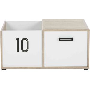 Terre de Nuit Coffre enfant 1 porte en bois imitation chêne clair et blanc - CF5052