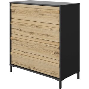 Terre de Nuit Commode 4 tiroirs en bois imitation chêne - CO5062