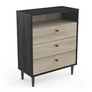 Terre de Nuit Commode 3 tiroirs 1 niche noir- CO179