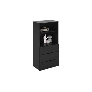 Terre de Nuit Commode 2 niches 3 tiroirs en bois noir satiné - CO13034-4