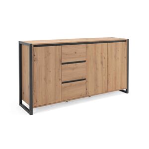 Terre de Nuit Commode 3 portes 3 tiroirs en bois imitation chêne - CO7109-3