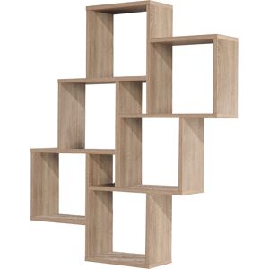 Terre de Nuit Etagère murale 6 cases en bois imitation chêne - ET13035-3