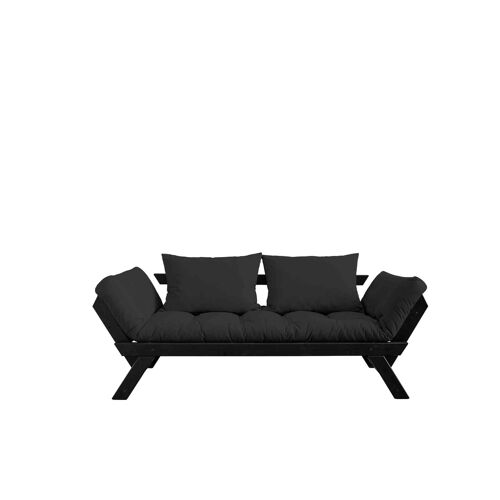 Karup Design Banquette ajustable en pin massif noir matelas anthracite 75x200 + coussins 40x60 inclus