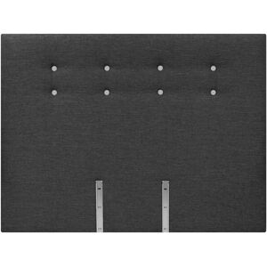 Cette tête de lit capitonnée d’un anthracite très tendance apporte de l’élégance à votre chambre grâce à son tissu texturé de qualité et ses boutons en coutil de couleur différente. Tout en ajoutant un aspect unique et chaleureux à votre lit, cette tête de lit capitonnée vous permettra également de vous adosser confortablement lors de vos soirées lecture sans être contre votre mur froid.Points forts : - Hauteur : 122 cm- Épaisseur : 10 cm- Dimensions disponibles : 90 cm, 120 cm, 140 cm, 160, 180 ou 200 cm- Coloris : anthracite- Structure : pin et ouate- Coutil : 100% polyester- Système de fixation inclus- Fabriquée en France Dans le détail :- Tête de lit apportant un design simple et unique à votre literie- Se coordonne à tous les types de sommiers- Apporte de l'élégance pour un aspect unique- Permet de s'adosser au mur et d'empêcher les oreillers de tomber- S'accroche ou se pose directement sur le sol entre le sommier et le murConseils d'entretien : Nous vous conseillons d'entretenir votre tête de lit en l'aspirant régulièrement ou en utilisant un chiffon humide si besoin. image