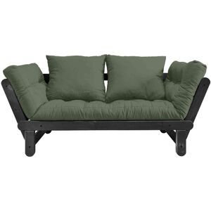 Karup Design Banquette ajustable en pin massif noir matelas vert inclus 75x200