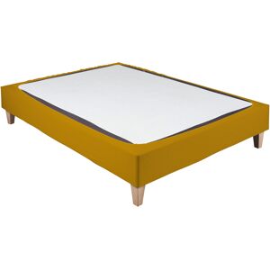 Terre de Nuit Cache-sommier coton jersey jaune moutarde 70x190 à 80x200