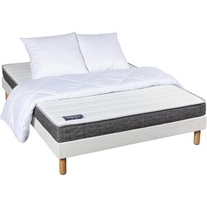 Terre de Nuit Ensemble matelas latex Abondance + sommier + pieds + couette + oreillers 80x190