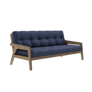 Karup Design Banquette ajustable GRAB en pin massif foncé avec matelas futon bleu marine 130x190