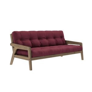 Karup Design Banquette ajustable GRAB en pin massif foncé avec matelas futon bordeaux 130x190