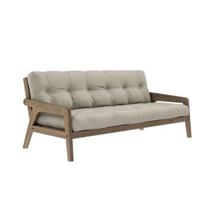 Karup Design Banquette ajustable GRAB en pin massif foncé avec matelas futon lin 130x190