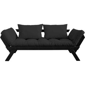 Karup Design Banquette ajustable en pin massif noir matelas anthracite 75x200 + coussins 40x60 inclus