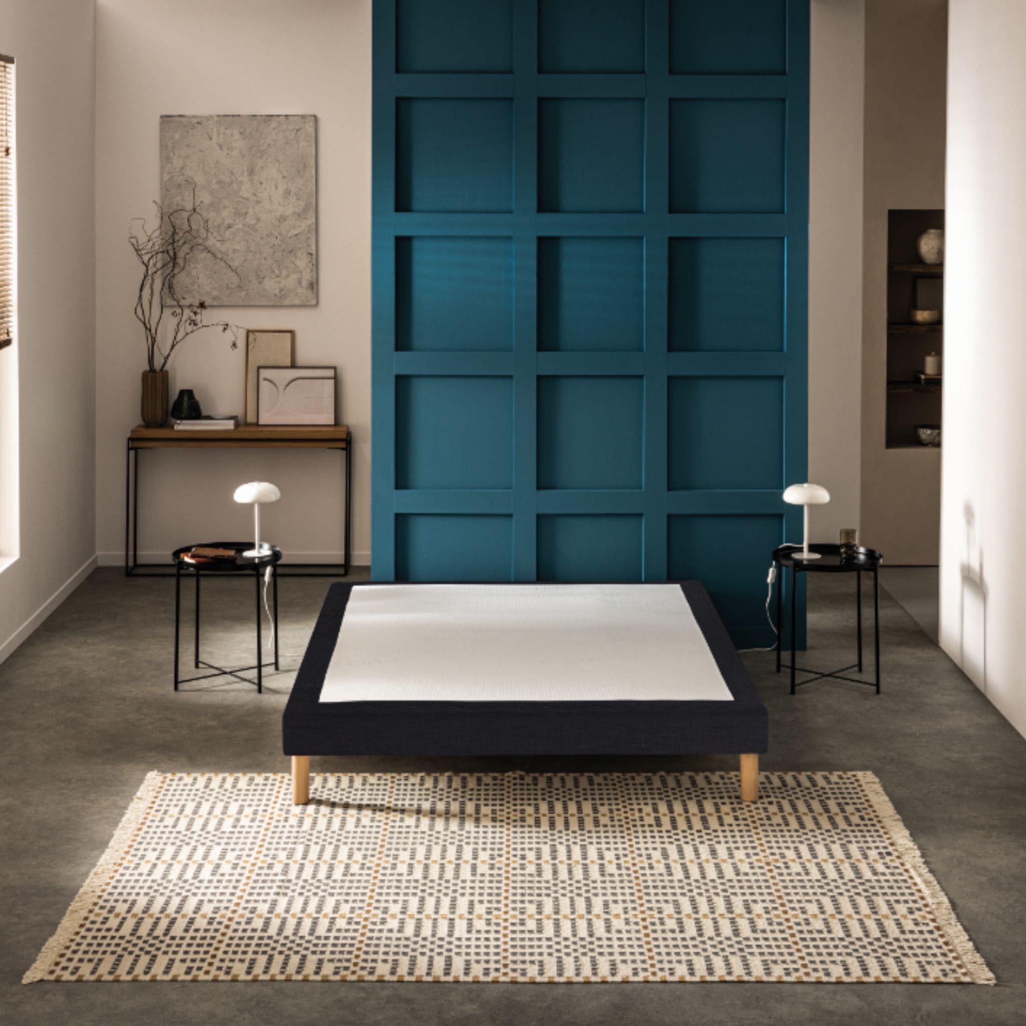 Sommier déco tapissier Mediano gris foncé - Bultex 140x190