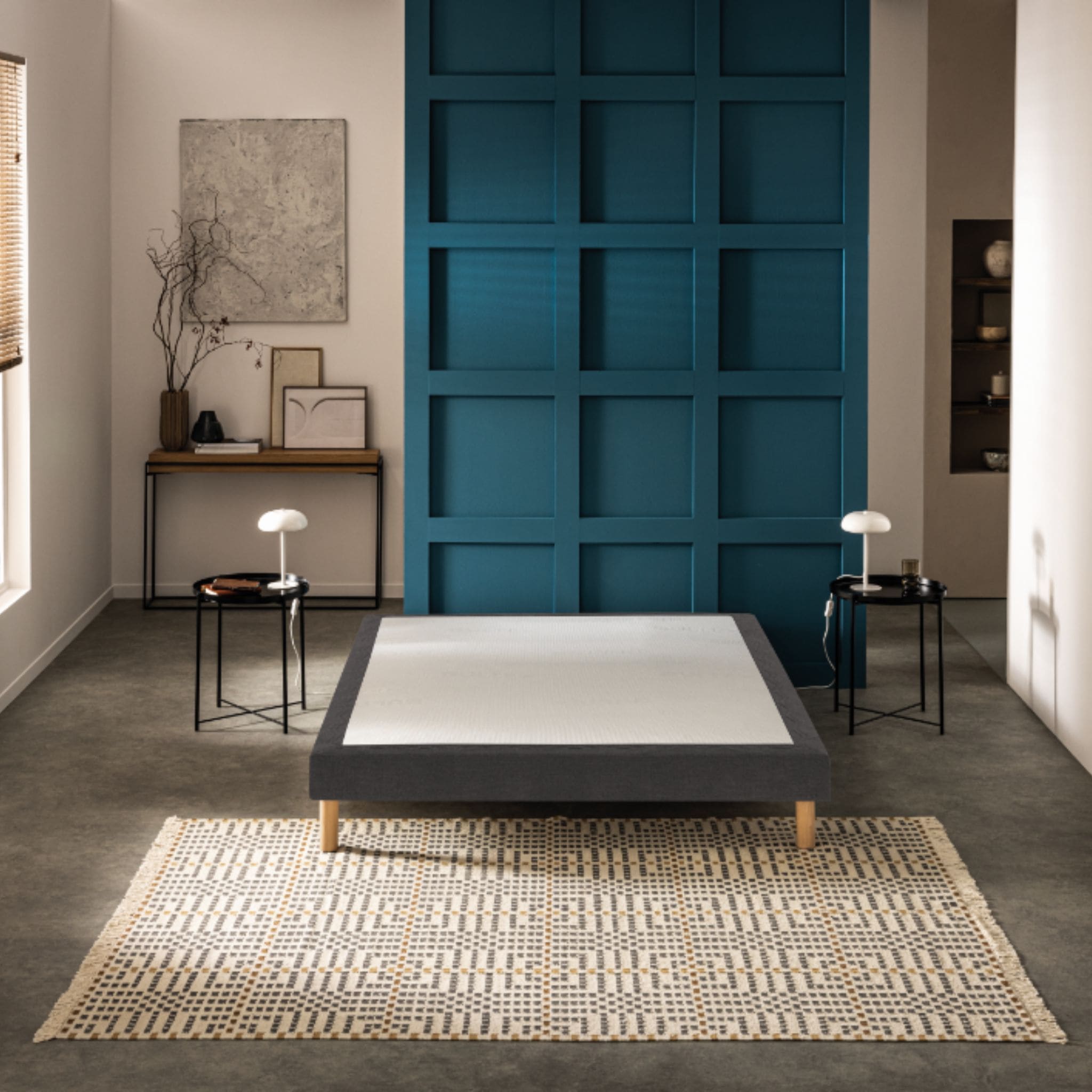 Sommier déco tapissier Mediano gris fumé - Bultex 90x200