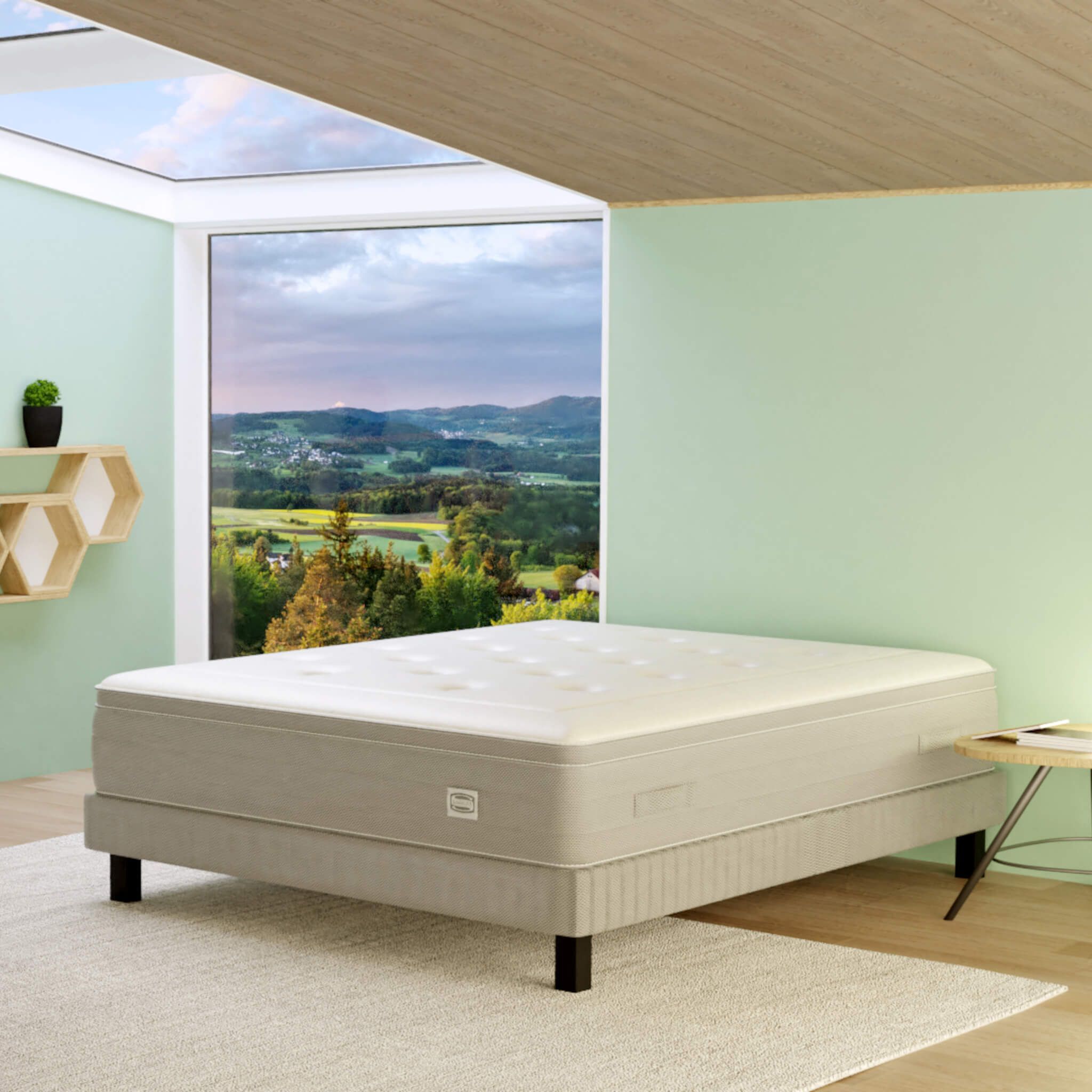 Matelas Simmons ressorts ensachés + mousse mémoire grand confort 33cm SW6 140x190