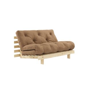 Karup Design Canapé convertible ROOTS en pin massif naturel avec matelas futon marron 140x200