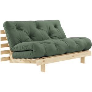 Karup Design Canapé convertible ROOTS en pin massif naturel avec matelas futon kaki 140x200