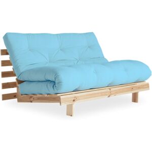 Karup Design Canapé convertible ROOTS en pin massif naturel avec matelas futon bleu clair 140x200