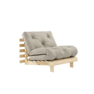 Karup Design Canapé convertible ROOTS en pin massif naturel avec matelas futon lin 90x200