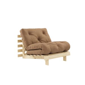 Karup Design Canapé convertible ROOTS en pin massif naturel avec matelas futon marron 90x200