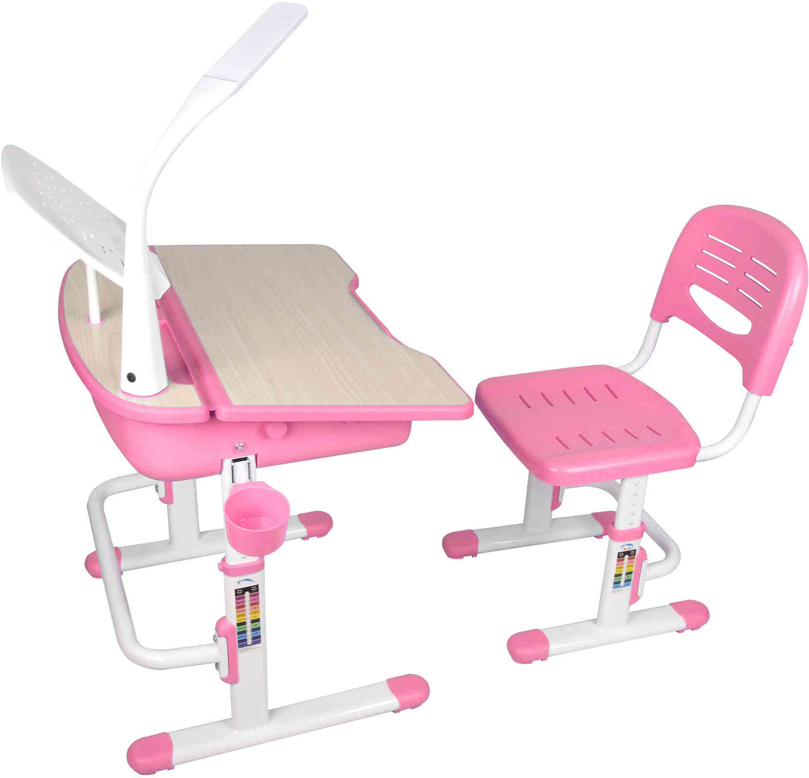 Bureau enfant ajustable en hauteur rose 301 + chaise - Terre de Nuit