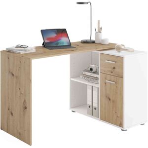 Terre de Nuit Bureau 1 tiroir 1 porte + 2 niches en bois imitation chêne clair - BU13005