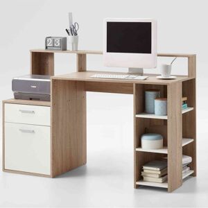 Terre de Nuit Bureau avec rangements en bois imitation chêne clair - BU13021