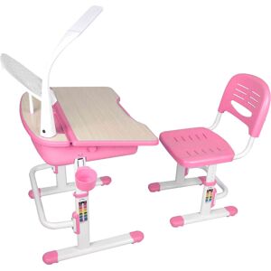 Terre de Nuit Bureau enfant ajustable en hauteur rose 301 + chaise - Terre de Nuit