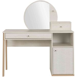 Terre de Nuit Bureau enfant 1 porte 1 tiroir avec miroir en bois imitation chêne blanchi - BU5058-1