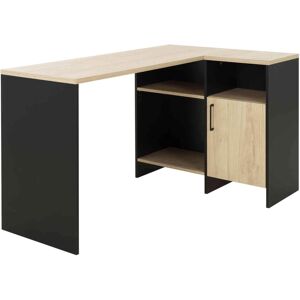 Terre de Nuit Bureau d'angle en bois imitation châtaignier naturel et noir - BU5040