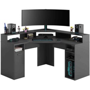 Terre de Nuit Bureau d'angle gaming en bois anthracite - BU13030