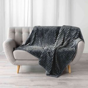 Douceur D'intérieur Plaid flanelle jacquard uni Kalie anthracite 180x220 cm