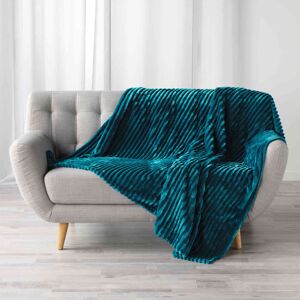 Douceur D'intérieur Plaid flanelle jacquard uni Kalie bleu 180x220 cm