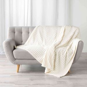 Douceur D'intérieur Plaid flanelle jacquard uni Kalie naturel 180x220 cm