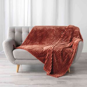 Douceur D'intérieur Plaid flanelle jacquard uni Kalie rose 125x150 cm