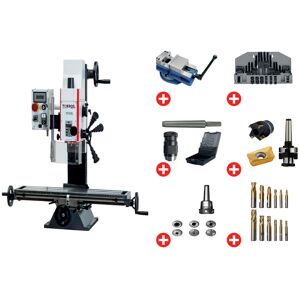 Torros Perceuse-fraiseuse X 480 Y 175 mm Z 280 mm CM2/M10 0,85 kW 230V table longue + accessoires indispensables Torros