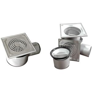 Lioninox Bouche dégout inox industrielle avec sortie horizontale 150x150x120-150 mm