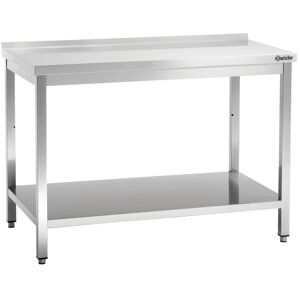 Bartscher Table de Travail Inox avec Etagère Basse et Dosseret - P 700 mm - L 1400 mm - Publicité Bartscher Table de Travail Inox avec Etagère Basse et Dosseret - P 700 mm - L 1400 mm - Publicité