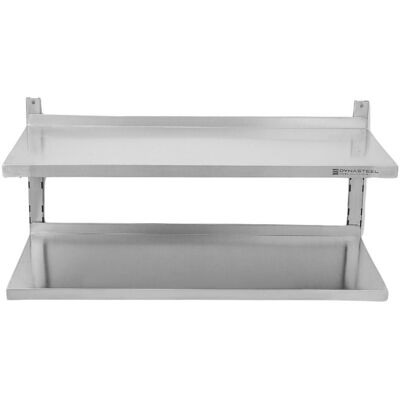Dynasteel Etagère Murale en Inox sur Crémaillères 2 Niveaux - L 1000 x P 400 mm - Publicité Dynasteel Etagère Murale en Inox sur Crémaillères 2 Niveaux - L 1000 x P 400 mm - Publicité