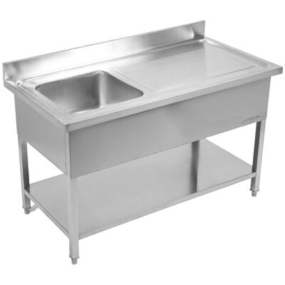 Dynasteel Plonge 1 Bac avec Dosseret et Etagère Basse - L 1000 x P 600 mm - Publicité Dynasteel Plonge 1 Bac avec Dosseret et Etagère Basse - L 1000 x P 600 mm - Publicité