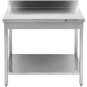 Dynasteel Table Inox avec Dosseret et Etagère - P 600 mm - L 1000 mm