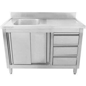 Dynasteel Meuble Plonge 1 Bac avec Dosseret - 1200 x 600 mm - Bac à Gauche - Publicité Dynasteel Meuble Plonge 1 Bac avec Dosseret - 1200 x 600 mm - Bac à Gauche - Publicité