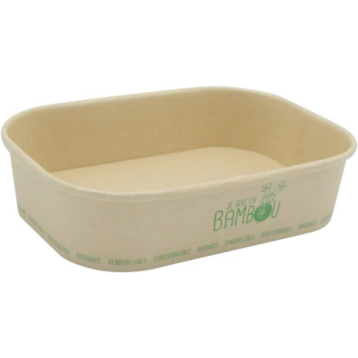 FourniResto Barquette Bambou Micro Ondable "Je Suis en Bambou" - 50 cl - Lot de 50 - Publicité FourniResto Barquette Bambou Micro Ondable "Je Suis en Bambou" - 50 cl - Lot de 50 - Publicité