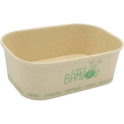 FourniResto Barquette Bambou Micro Ondable "Je Suis en Bambou" - 75 cl - Lot de 50 - Publicité FourniResto Barquette Bambou Micro Ondable "Je Suis en Bambou" - 75 cl - Lot de 50 - Publicité