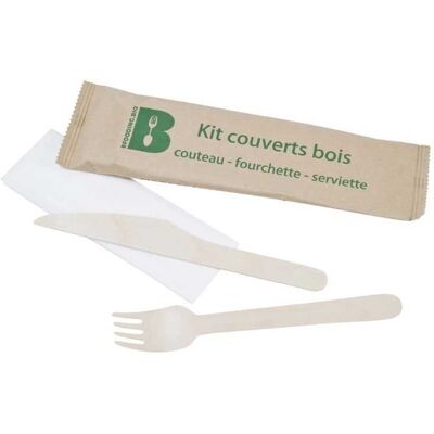 FourniResto Couverts en Bouleau - Kit 3 Pièces : Couteau, Fourchette et Serviette - Lot de 250 - Publicité FourniResto Couverts en Bouleau - Kit 3 Pièces : Couteau, Fourchette et Serviette - Lot de 250 - Publicité