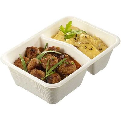 FourniResto - Barquette 2 Compartiments Pulpe 178x127 - 70 cl - Conteneur alimentaire - Publicité FourniResto - Barquette 2 Compartiments Pulpe 178x127 - 70 cl - Conteneur alimentaire - Publicité