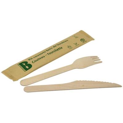 FourniResto Couverts en Bouleau - Kit 2 Pièces : Couteau et Fourchette - Lot de 50 - Publicité FourniResto Couverts en Bouleau - Kit 2 Pièces : Couteau et Fourchette - Lot de 50 - Publicité