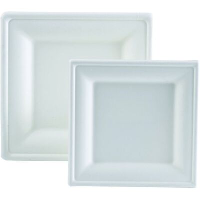 FourniResto Assiette Carrée en Bagasse - 200 x 200 mm - Lot de 50 - Publicité FourniResto Assiette Carrée en Bagasse - 200 x 200 mm - Lot de 50 - Publicité